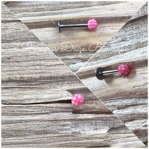 Pink White Checkered Ball Labret Lip Monroe Tragus Earring Stud